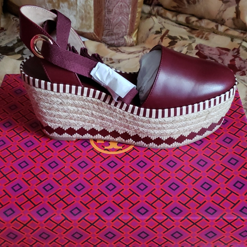 NWT! TORY BURCH DANDY ESPADRILLE WEDGE 5.5 - Picture 3 of 6